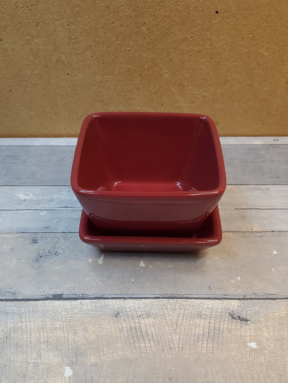 Pampered Chef Simple Additions Cranberry Square Serving Dish and Saucer